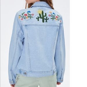 Forever 21 Embroidered Light Denim Jacket